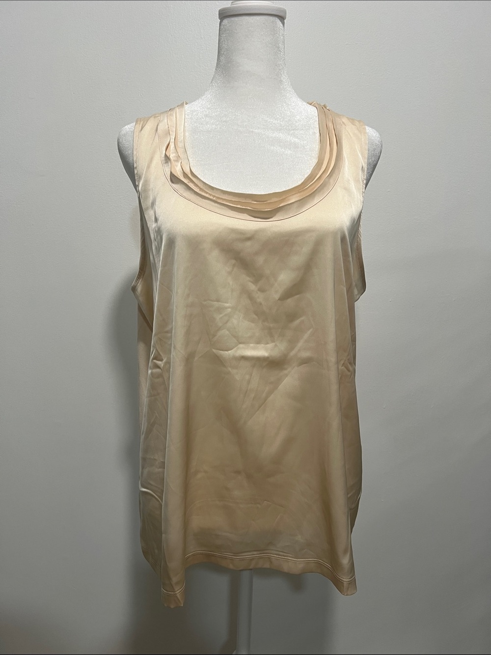 Chico's Cream Satin Layered Scoop Neck Camisole
